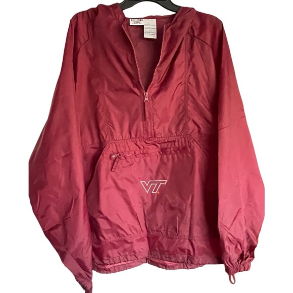 Virginia Tech Hokies Mens Windbreaker Nylon 1/2 Zip Pullover Hoodie Sz XL - Picture 4 of 5